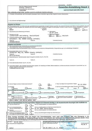 Gewerbeanmeldung